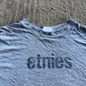 Vintage y2k etnies grey patina t shirt XL thrashed streetwear grunge skate logo